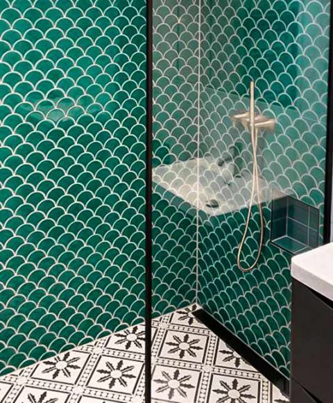 Fan tiles in shower