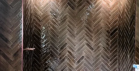 Herringbone tiles shower Sevenoaks