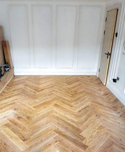 Floor tiling in Kent herringbone style