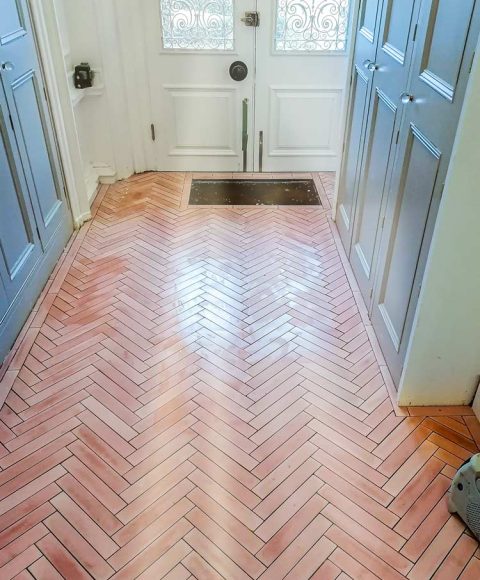 Floor tiling in Kent herringbone style layout